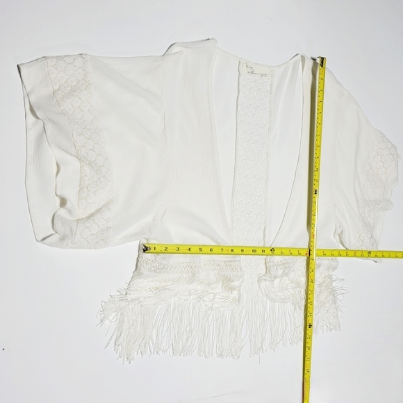 Vintage Havana White Lace & Fringed Boho Duster Cardigan Wrap Women's (L**) - Picture 6 of 6
